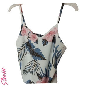 Shein top floral spaguetti string crop top size Small